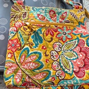 Vera Bradley Yellow and Teal Floral Crossbody Bag